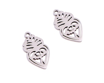 Stainless Steel Shell Evil Eye  Charm, Laser Cut Bohemian Style Jewelry Accessorie,Abstract Evil Eye Earring Pendant, DIY 15*8*0.98mm VK2339