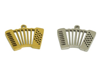 Flat Accordion Charm, Stainless Steel 201, Musical Instrument Earring Charms, Bracelet Steel Pendant, Gold Tone Plating, For Bracelet