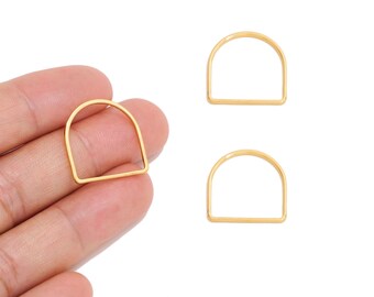 18K Real Gold Plated Brass D Shape Connector for Jewelry Makers,  Geometric Arch Frame Link for DIY Earrings & Modern Jewelry Making
