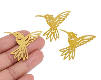 Raw Brass Hummingbird Charm for DIY Jewelry Makers, Flying Bird Charm Blank for Earrings, Necklaces & Handmade Gifts