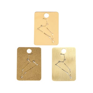 Rechteck Laser Cut Ohrring Charm, Konstellation Diagramm Charme, Rohmessing Planet Sterne Karte Charme, handgemachte Polieren, Gold 29.91 * 20.95 * 0.65mm