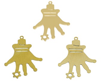 2 piezas de dije de mano de latón crudo, dije de estrella en la punta del dedo, pendientes de guantes de oro de 18 quilates, colgante de mano, fornituras para pendientes, suministros de joyería BW4398