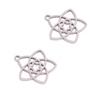 Steel Flower Lasercut Charms, Modern Floral Charms, 316 Stainless Steel, Botanical Steel Finding, Jewelry Making 14.96*13.76*0.98mm VK2240