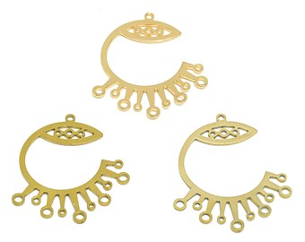 2pcs Raw Brass Earring Connector, Tassel Connector, Open Round Connector, 11 Holes Connector Earring Findings, Jewelry Supplies BW4281