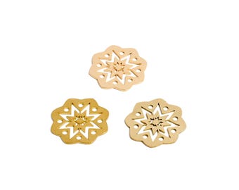 Mandala Laser Cutting Pendant, Raw Brass Octagonal Star Geometric Pendant, Handmade Polishing, 18K Real Gold Plated，DIY Jewelry 20*20*0.7mm