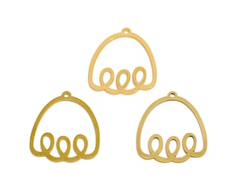 May include: Three gold metal charms shaped like a rounded arch with three loops at the bottom.