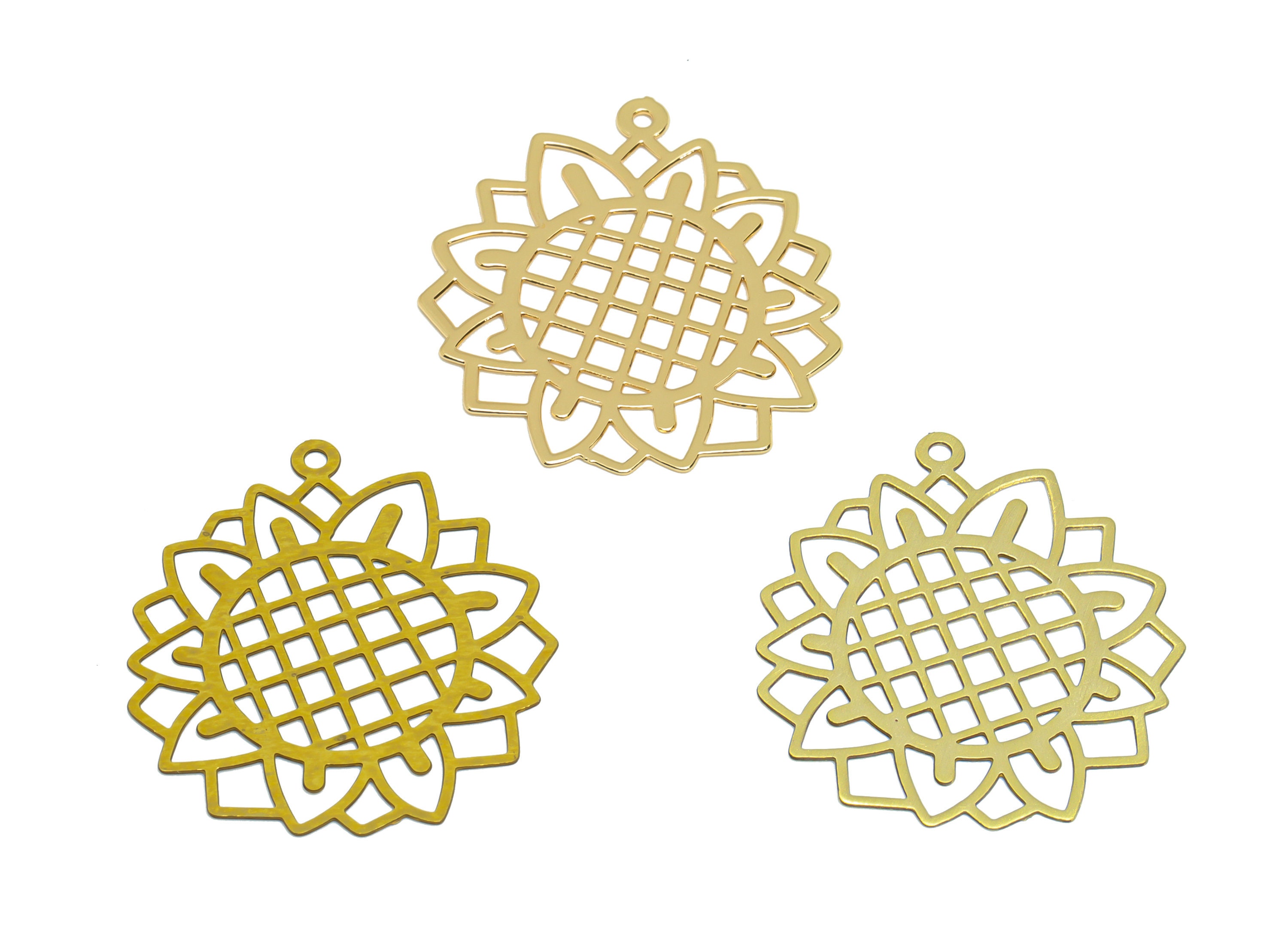  特価ブログのポータルサイト Brass Raw 2pcs Sunflower Earring Floral 0.3mm Hollow Charms, アクセサリー