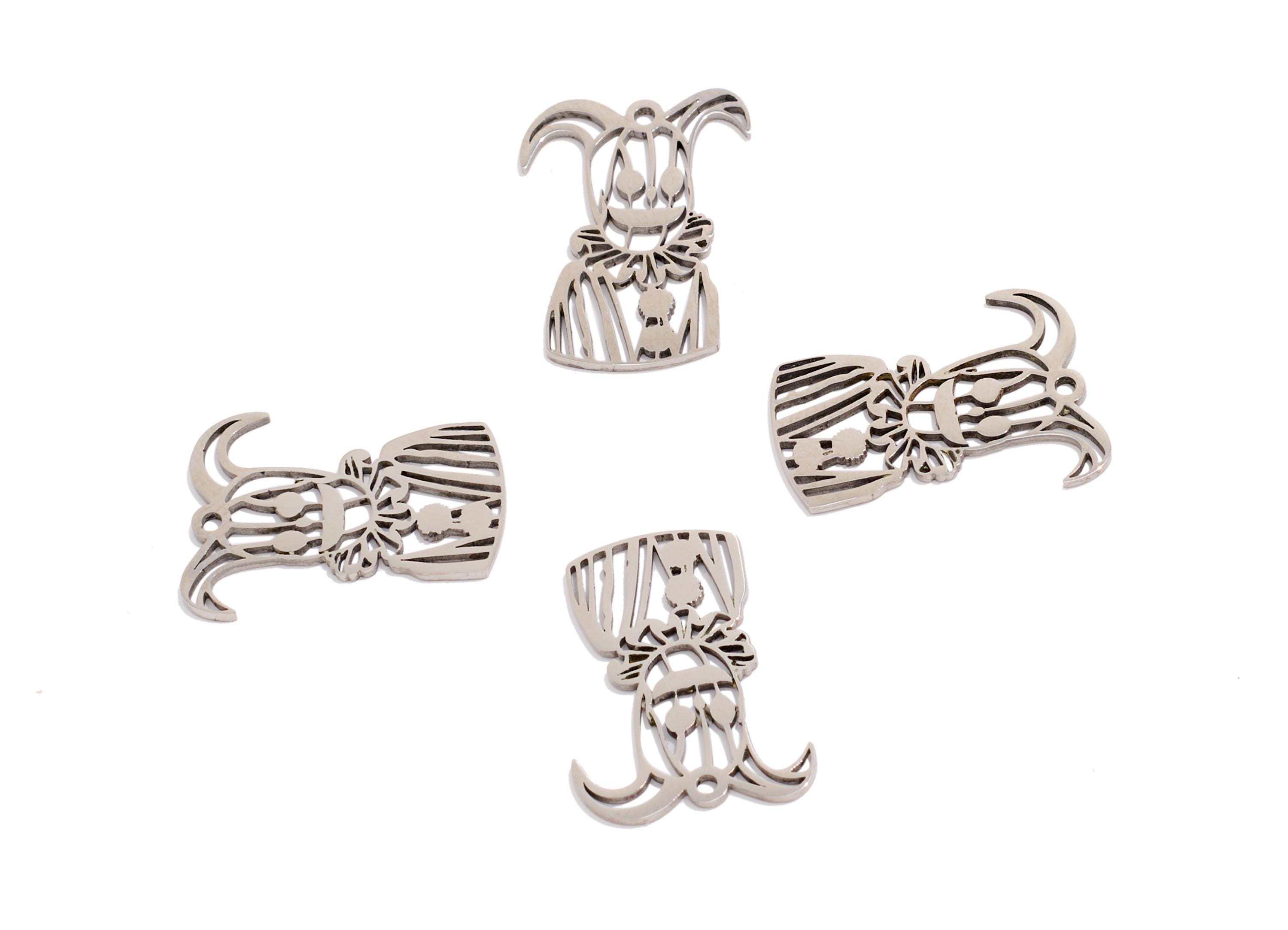 lovn＆hate スカル　チャーム Steel Clown Charm, Lasercut Halloween Charm, 316 Stainless