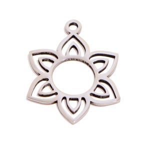 Steel Floral Charm, Hollow Blossom Design, 316 Stainless Steel, Botanical Lasercut Charm, Dainty Flower Jewelry 21.46*16.61*0.98mm VK2314
