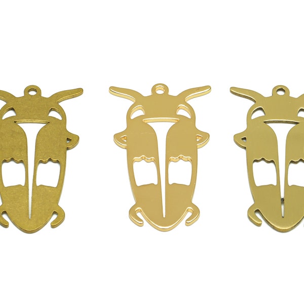 Beetle Laser Cut Earring Charm, Abstract Roach Bug Earring, Handmade Polishing, Raw Brass Insect Cutout Charms, 18K Gold 30.39*17.82*0.9mm