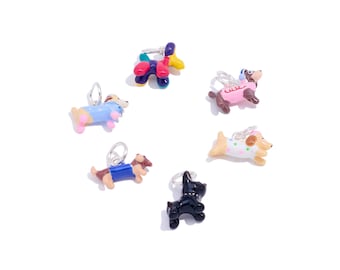 Colorful Enamel Dog Charm, Alloy Cartoon Animal Theme Charms for Bracelet, Cute Puppy Charm, Funny Dangle Dog Jewelry, DIY Jewelry Making