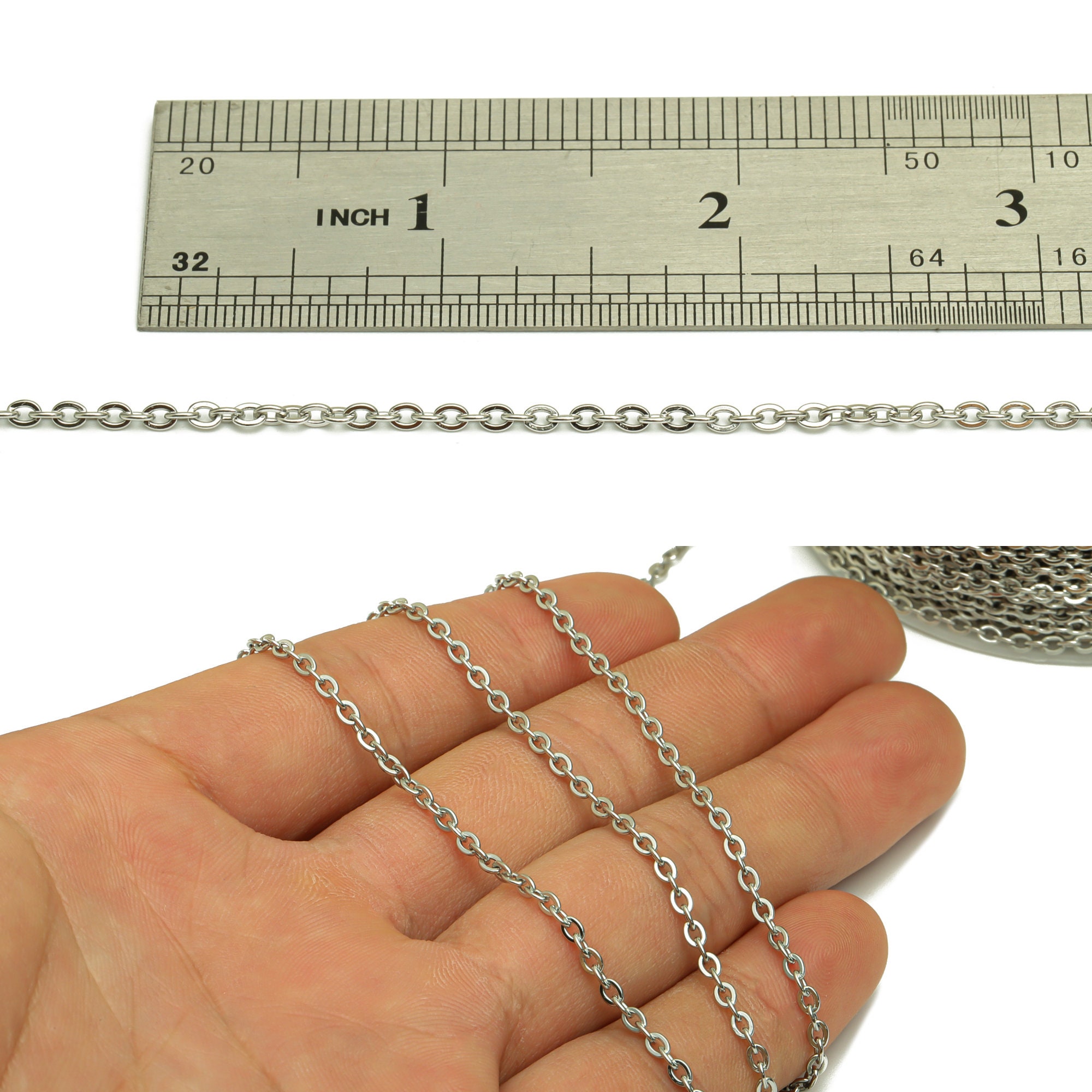 Catene: 1 Metro Catena Acciaio Inox Maglie Ovali 3x2mm - Foto 4