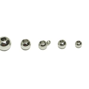 Round Ball Beads, Ball Bead With Loop, 201 Stainless Steel, Steel Earring Beads, Silver Bracelet Bead, For Necklace, 316 Stainless Steel