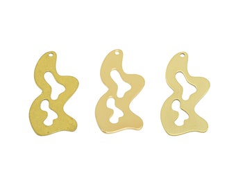 2 piezas de dije ondulado de latón crudo para pendientes, diseño artístico de pendientes huecos, fornitura geométrica para pendientes, dije de oro de 18 quilates, suministros para la fabricación de joyas BW4415
