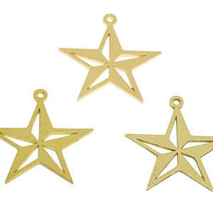 18K Gold Sternohrring Charme, fünfzackiger Sternohrring, Rohmessing Sternanhänger, DIY Ohrringzubehör, Schmuckherstellung Lieferungen VB2766
