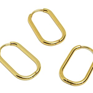 Gold Tone Plated Rectangle Hoop Earrings, 316 Stainless Steel Stud, Stainless Steel Earring, Steel Ear Hoops, Huggie Hoop Earring VK1721