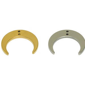 Crescent Laser Cut Connector, 2 Holes Moon, 201 Stainless Steel Connector, Moon Earring Charm, Gold Tone Plating, Earring Findings