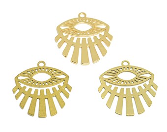 2pcs Raw Brass Eye Charm, Eye Fringe Earring Charm, Geometric Short Tassel Earring, Gold Eyelash Earrings, Jewelry Making Supplies BW3907