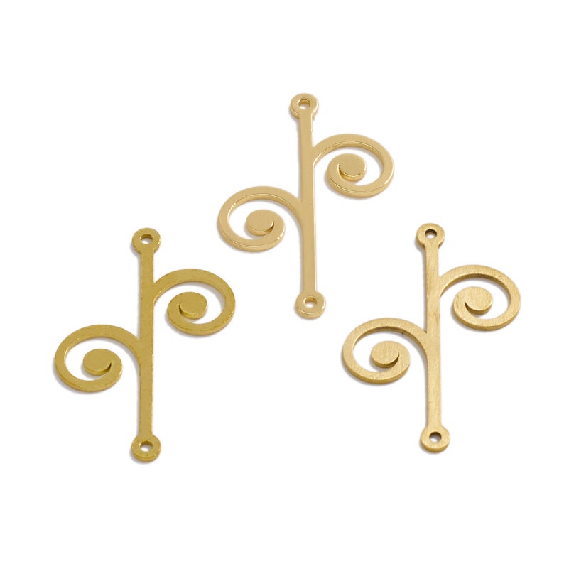 2pcs Raw Brass Vine Stick Connector, Botanical Earring Connector, Plant
