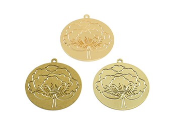 2pcs Raw Brass Flower Earring Charm, Round Textured Earring, 18K Real Gold Vegetable Charm, Earring Findings, Jewelry Supplies BQ2697