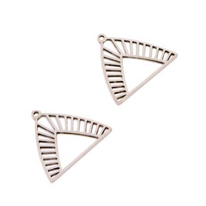 Steel Triangle Charm, Geometric Laser Cut Triangle Design, 316 Stainless Steel, Art Deco Metal Jewelry Component 17.5*16.15*0.98mm VK2272