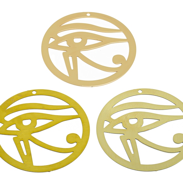 2pcs Raw Brass Eye of Ra Earring, Round  Eye of Horus Earring Charm, Eyeball 0.3mm Hoop Charm, Earring Finding, Jewelry Supplies FB6859