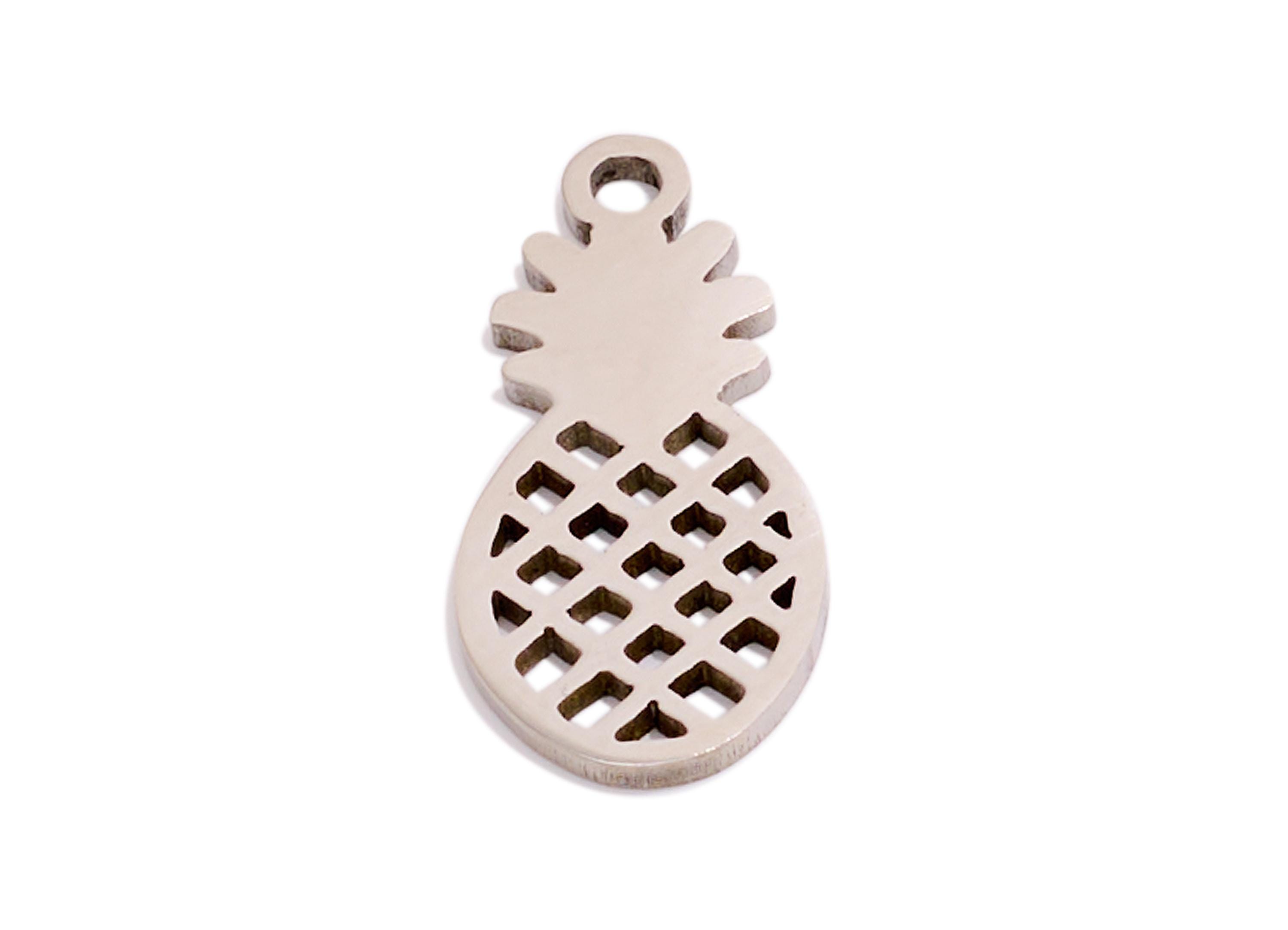 Steel Pineapple Charms, Lasercut Hollow Fruit Charms