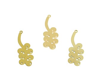 May include: Three gold-colored metal charms shaped like a cluster of grapes. Each charm has a loop at the top for attaching to a necklace or bracelet.