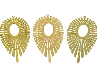 Piano Keys Laser Cut Earring Charm, Abstract Teardrop Charm, Brass Hollow Cutout Charm, Handmade Polishing, 18K Real Gold 79.2*37.8*0.3mm