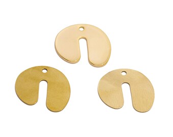 Horseshoe Lasercut Earring Charms, Raw Brass U Shape Geometric Pendant, Handmade Polishing, 18K Real Gold Plating, Jewelry 23.5*20.22*0.7mm