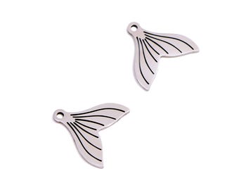 Dijes de metal de acero con forma de cola de sirena, colgante de plata cortado a láser con temática oceánica, elegante y hermoso dije de cola, DIY 14,8 x 14 x 0,98 mm VK2358