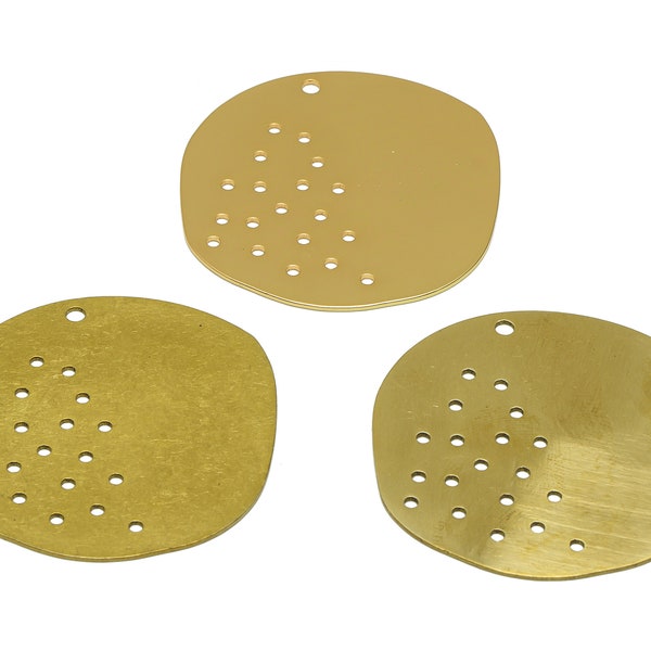 Circle Ball Lasercut Earring Charm, Raw Brass Bubbles Dot Charm, Gold Flat Cut Out Charms, Handmade Polishing, 18K Real Gold 37.9*34.6*0.6mm