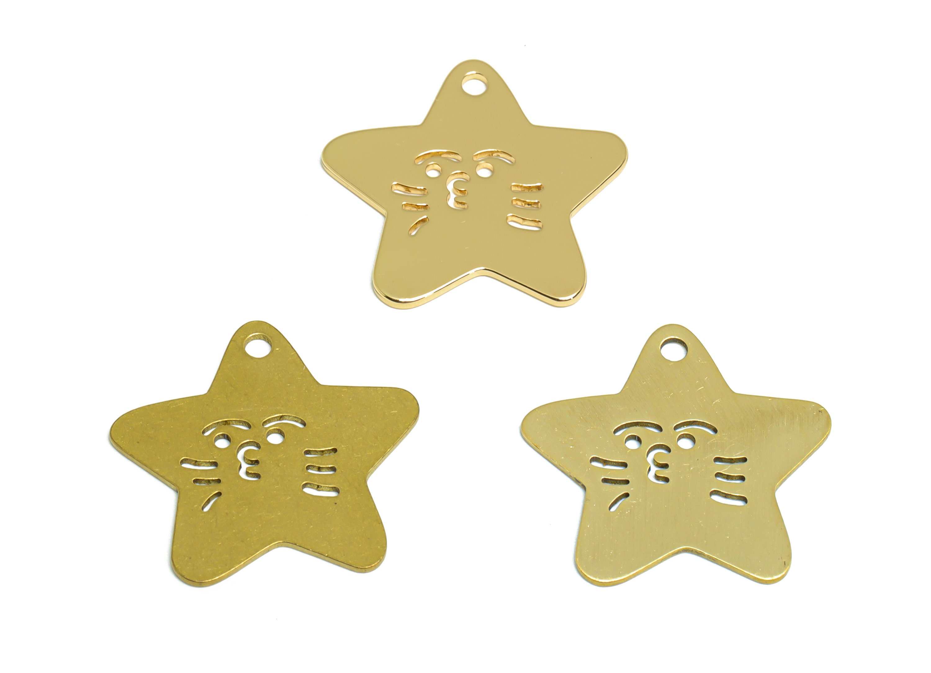 18K Gold Cartoon Starfish Charm, Sea Star Face Earring Charms, Raw Brass Kid Charms, Cute Star Face Earring, Jewelry Supplies BW4119