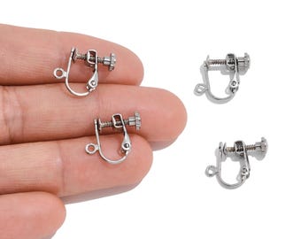 Steel Earring Clips, 316 Stainless Steel, Steel Screw Back Clips Earrings, Ear Cuff Piercing, Steel Earring Finding DIY 13.76*12.4mm BSX2162