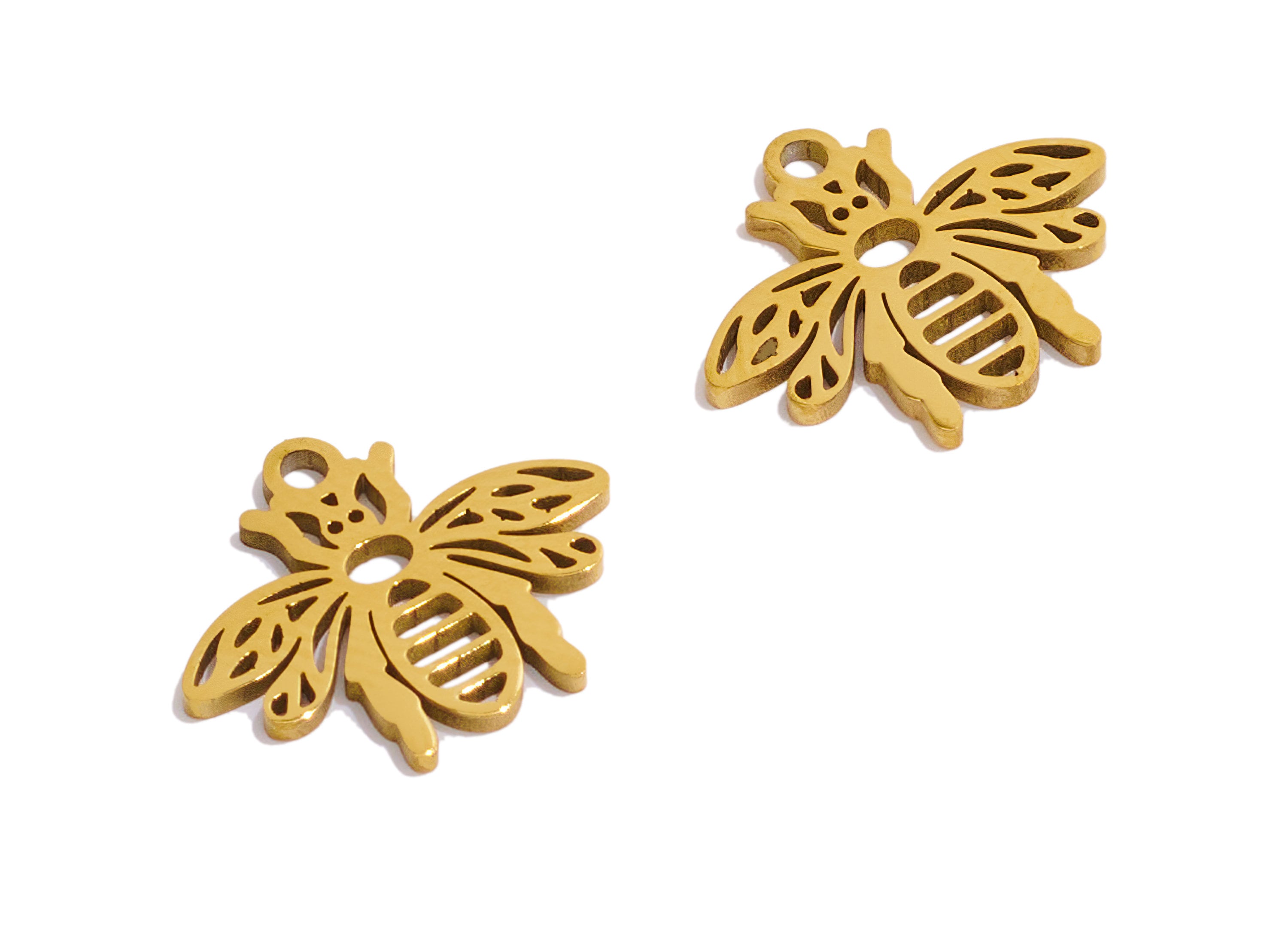 Steel Bee Charms, 316 Stainless Steel, Bee Insect Lasercut