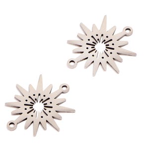 Steel Starburst Connector, Metal Celestial North Star Charm, 316 Stainless Steel, Jewelry Component, Steel Finding 19.66*18*0.98mm VK2288