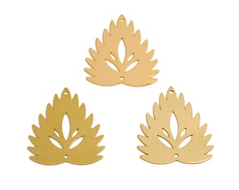 Connecteurs de boucle d'oreille feuille découpés au laser, connecteurs de feuilles de mûrier creuses en laiton brut, polissage à la main, plaqué or véritable 18 carats bricolage 27,5*31,8*0,7 mm