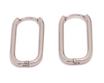Brinco de argola oval retangular em aço, brinco de argola longo em formato de U, brinco de argola geométrico em aço inoxidável, componente para brinco, joia VK1988