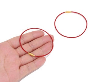 Red Twisted Cable Bracelet Blank, 304 Stainless Steel Barrel Clasp Cord Bracelet for DIY Charm Bracelets & Jewelry Making