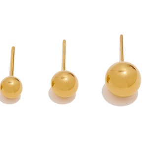 Steel Ball Earring Post, 316 Stainless Steel Stud, Stainless Steel Gold Ball Stud Earrings, Earring Findings, 5mm 6mm 8mm, Gold Tone Plating