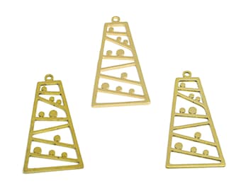 2pcs Raw Brass Geometric Earring Charm, Triangle In Trapezoid Charms, Gold Hollow Balls Dangle Earring, Jewelry Supplies BW4552