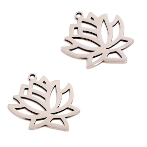 Steel Lasercut Petal Charms, Cut-Out Botanical Flower Design, 316 Stainless Steel, Steel Finding, Crafting Jewelry 19*17.11*0.98mm VK2285