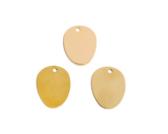 Simple Laser Cut Oval Pendant, Raw Brass Organic Geometric Charms,Pebble Pendant,Handmade Polisling, 18K Gold, DIY Jewelry 22.50*15*0.7mm