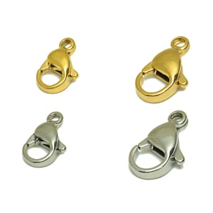 Cierre de loro de acero inoxidable, cierres de pulsera, cierre de loro de 12 mm, cierres de pinza de langosta, cierre de loro de 9 mm, para collar, baño en tono dorado