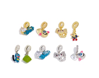 Breloques pendantes en laiton émaillé, joli pendentif personnage de dessin animé coloré avec CZ, pendentif bracelet ou collier, fournitures de fabrication de bijoux DIY amusantes