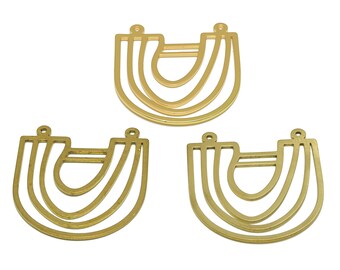 Connecteurs arc-en-ciel de dessin animé découpés au laser, Connecteur creux arc-en-ciel, Polissage fait main, Breloques pour enfants en laiton brut, Or véritable 18 carats 31,79*27,67*0,83 mm