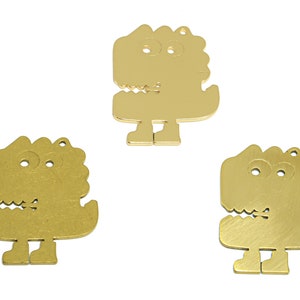 18K Gold Dinosaur Man Charm, Dinosaur Kids Earring Charms, Raw Brass Cartoon Animal Hanger, Bevindingen Oorbel, Sieraden Benodigdheden BW4135