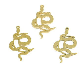 2pcs Raw Brass Moon Snake Charm, Crescent Snake Pendants, Celestial Snake Earring Charm, Crescent Moon Charm, Jewelry Supplies VW408