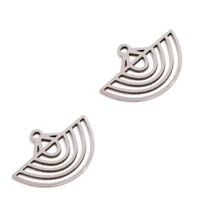 Steel Semicircle Charm, Lasercut Rainbow Geometric Pendant, 316 Stainless Steel, Steel Finding, Minimalist Jewelry 17.64*12.84*0.98mm VK2224