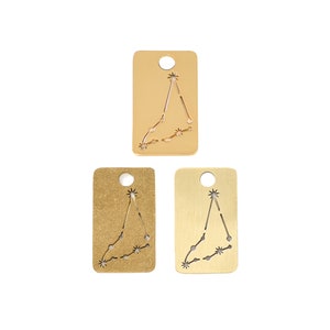 Ciondolo per orecchino rettangolare tagliato al laser, ciondolo con grafico della costellazione, ciondolo con mappa stellare pianeta in ottone grezzo, lucidatura fatta a mano, oro 29,88*17,32*0,78 mm